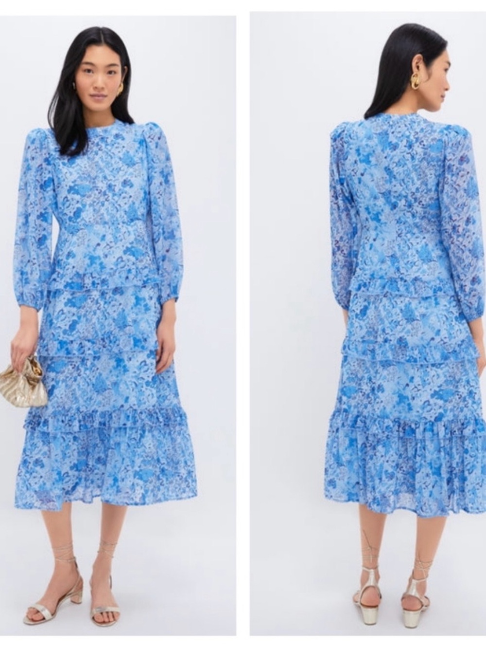 NEW Tuckernuck Hyacinth House Rosalind Ruffle Blue Floral Tiered Dress